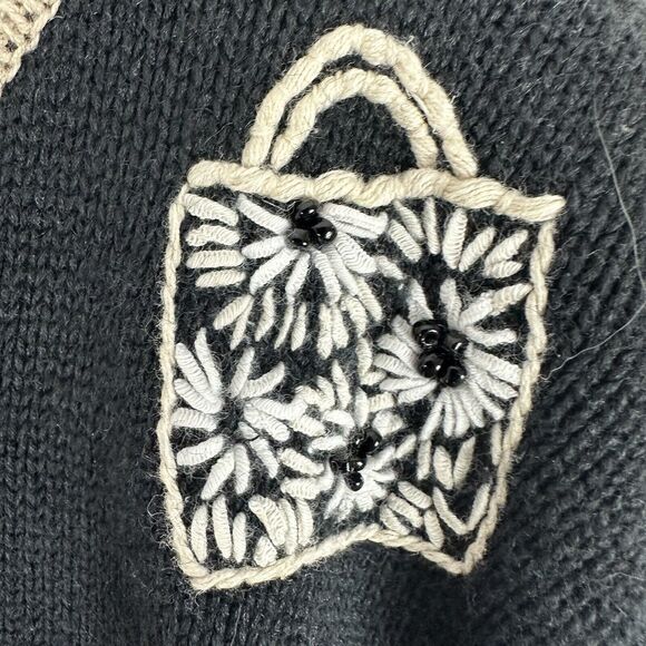 Talbots Vintage Cardigan Sweater Embroidered Handbags Purses Floral Beaded‎ L - Picture 9 of 11